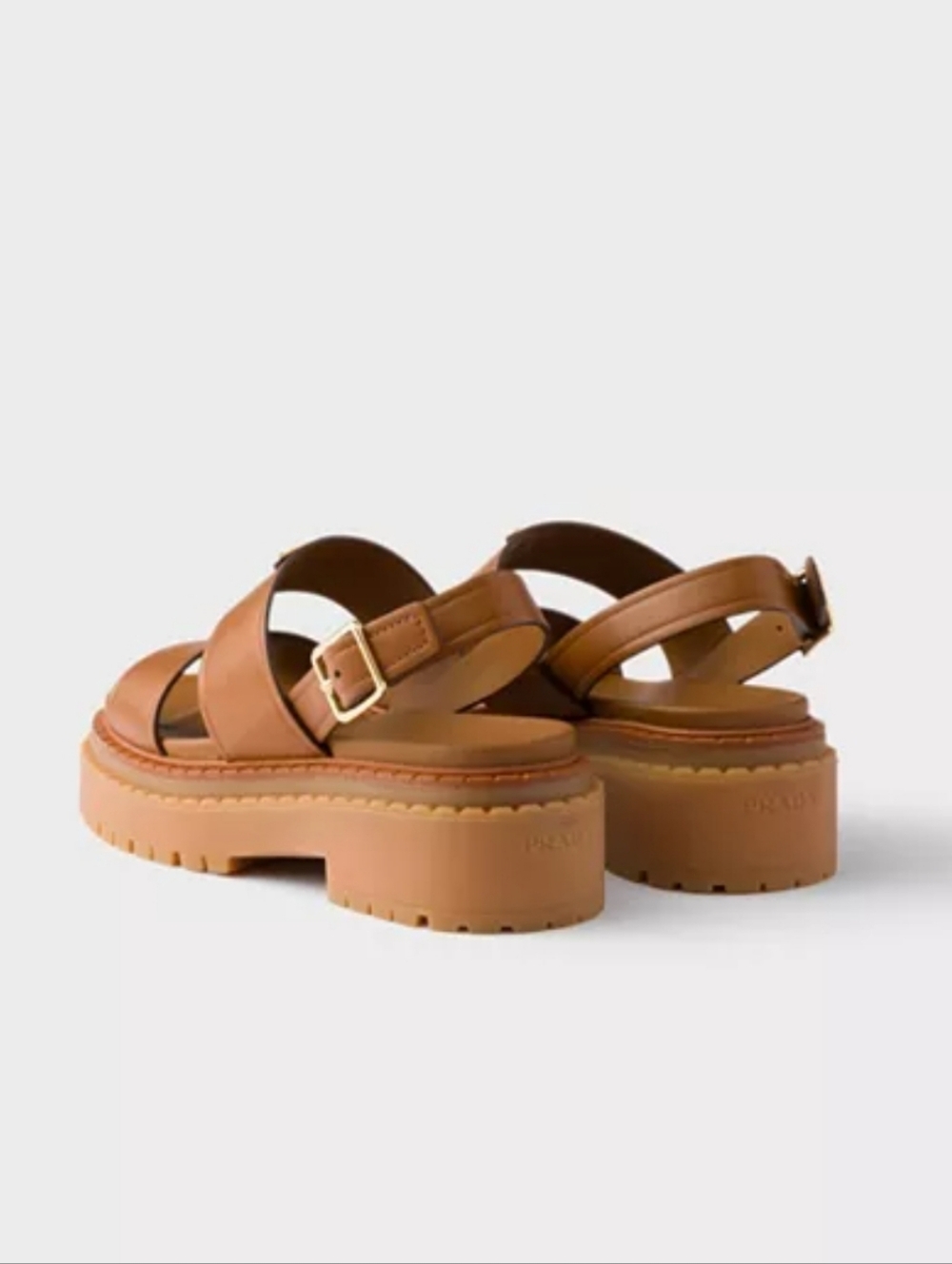 $1,270 Prada Leather Platform Sandals Brown EU 38.5 US 8.5 BNIB - Picture 4 of 12